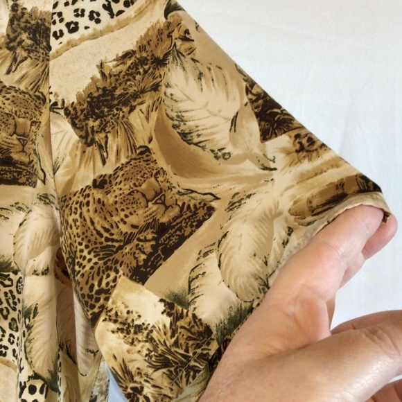 Maggie Barnes 18W leopard print button up shirt blouse safari y2k retro glam - Picture 5 of 6